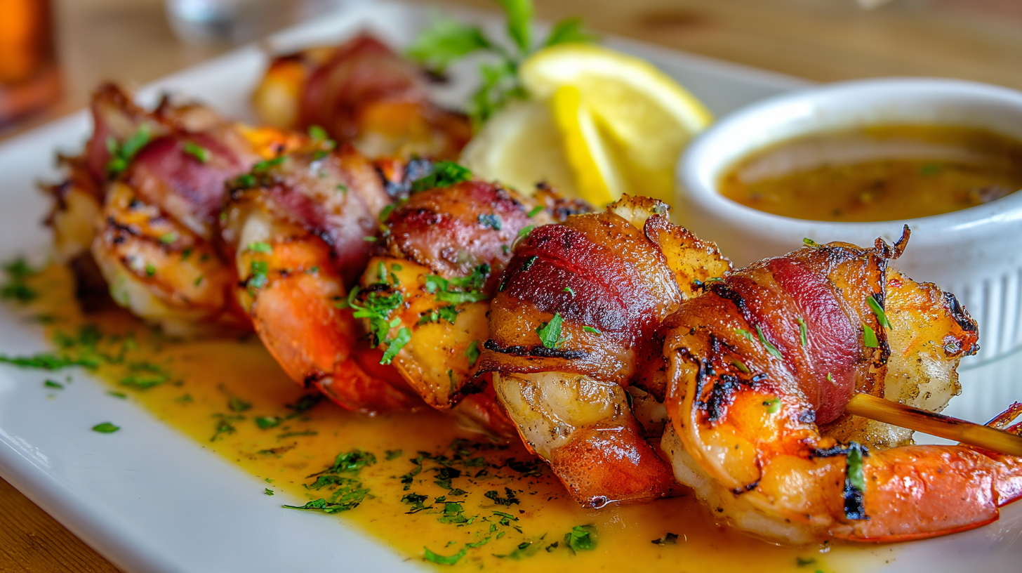 Read more about the article Grilled Bacon-Wrapped Shrimp | Easy Skewered Appetizer Recipe